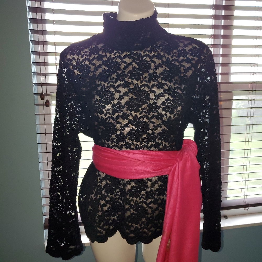 Black lace turtleneck (no lining)